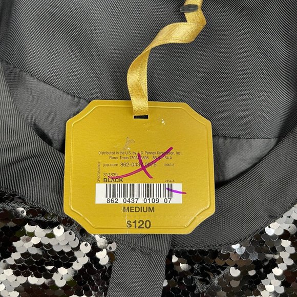 Ryegrass Thick Fish Scale Black Sequined Jacket Button Front Medium New with tag - Picture 7 of 9